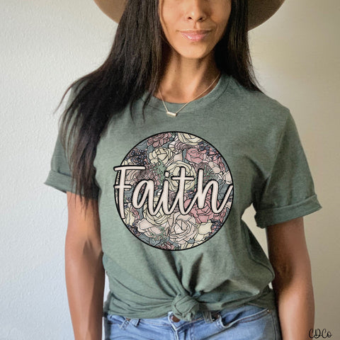 Faith Floral Round DTF