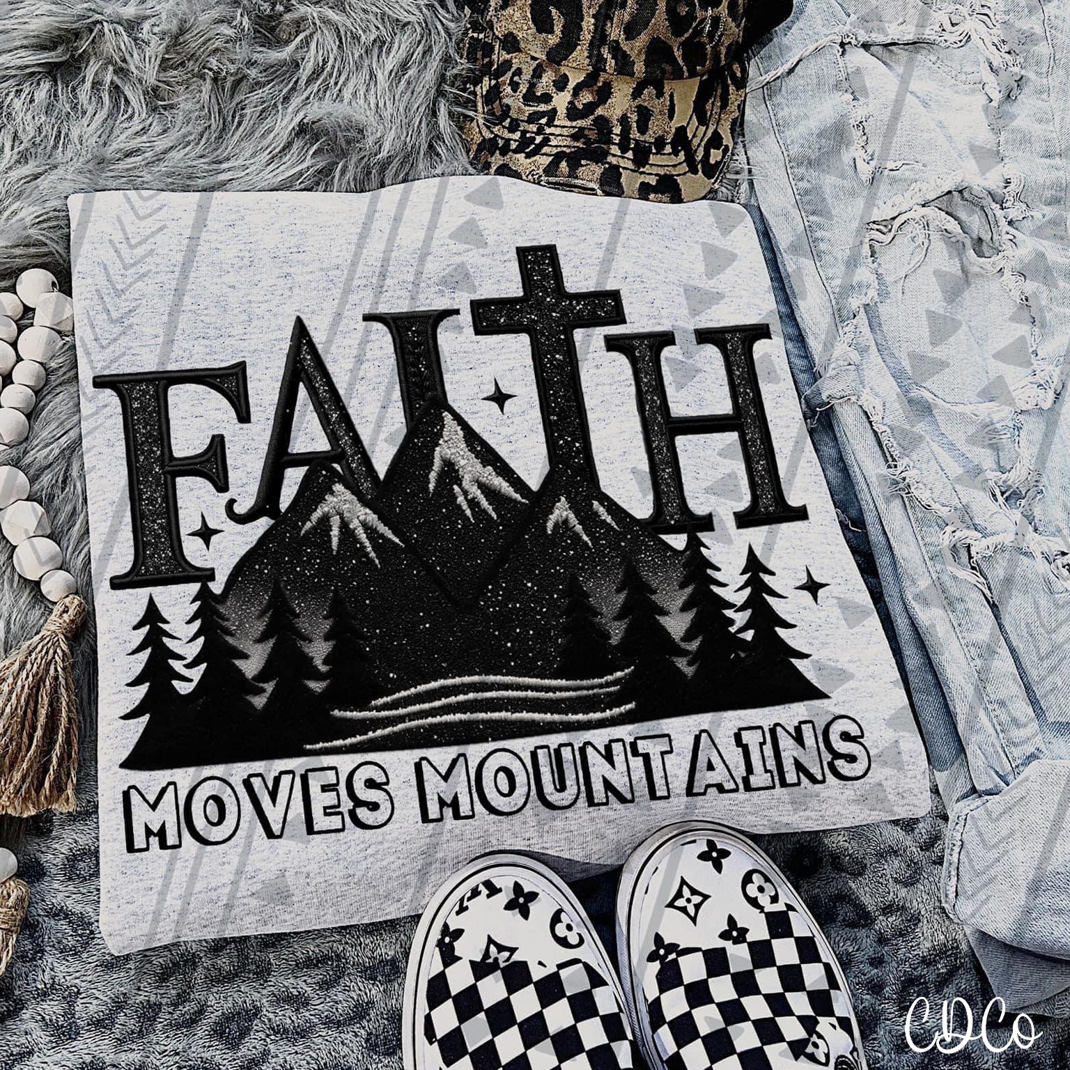 Faith Moves Mountains Faux Accents 3264 DTF