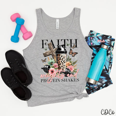 Faith Weights & Protein Shakes Cross w/Leopard Tumbler 5320 DTF