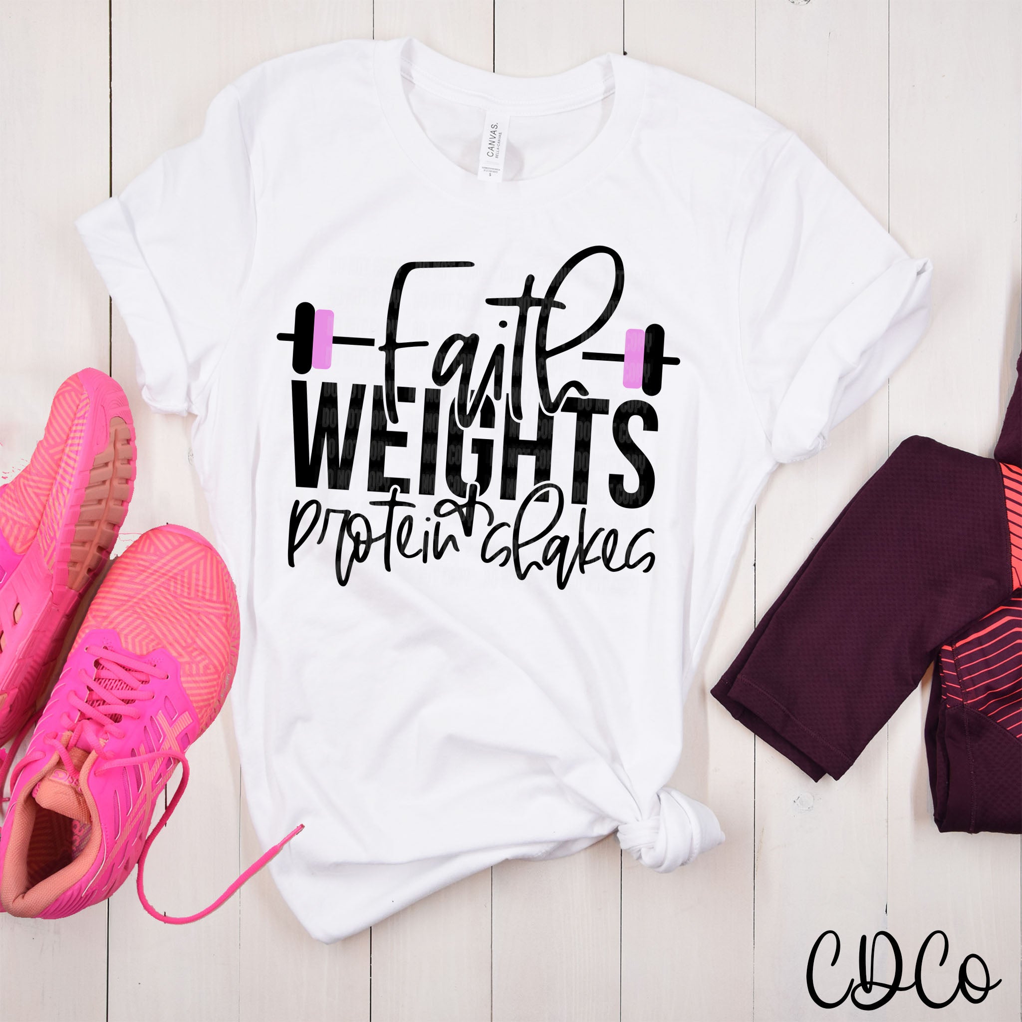 Faith Weights & Protein Shakes w/Pink 5319 DTF