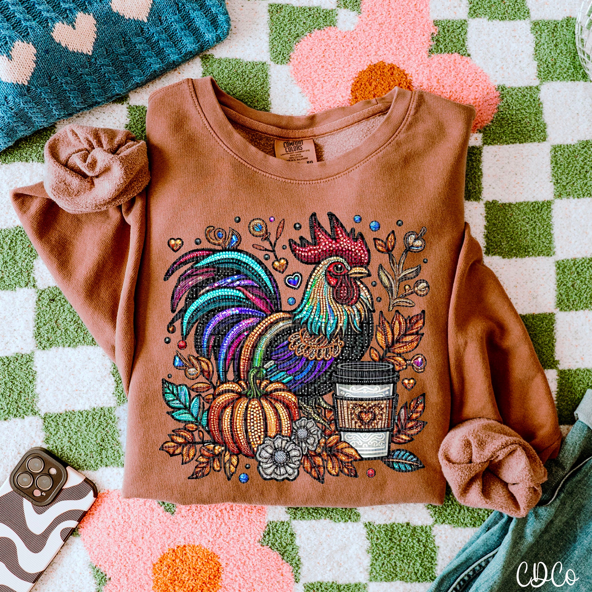 Fall Rooster Faux Coffee DTF