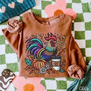 Fall Rooster Faux Coffee DTF