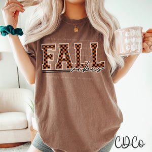 Fall Vibes Outline Checkered DTF