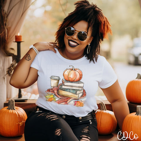 Fall Watercolor Books Pumpkin Blanket 2097 DTF