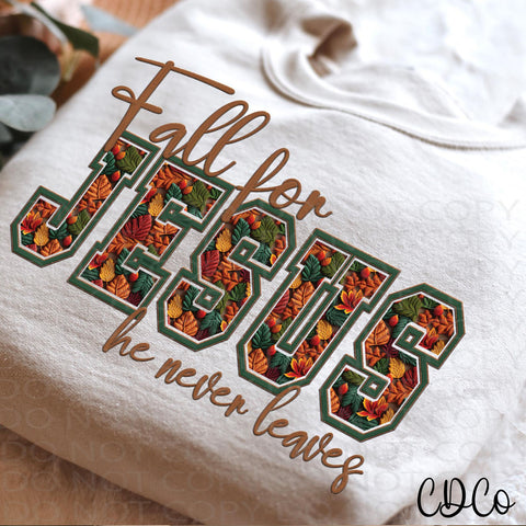 Fall for Jesus Faux Embroidery DTF