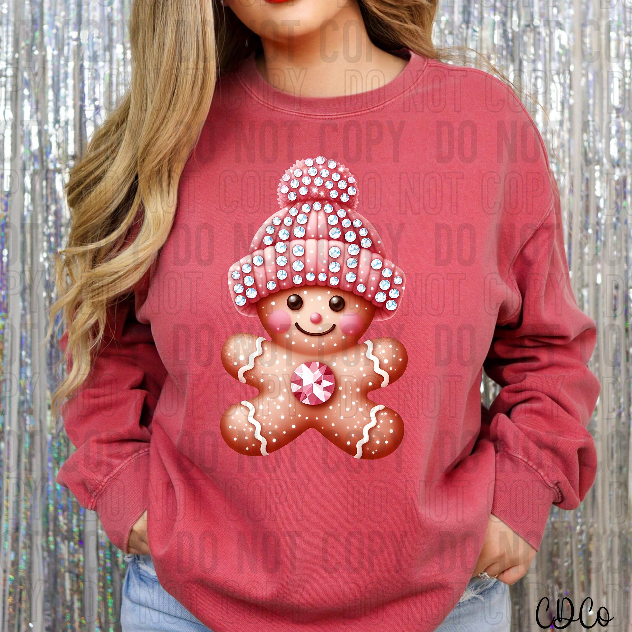 Faux Rhinestone Gingerbread DTF