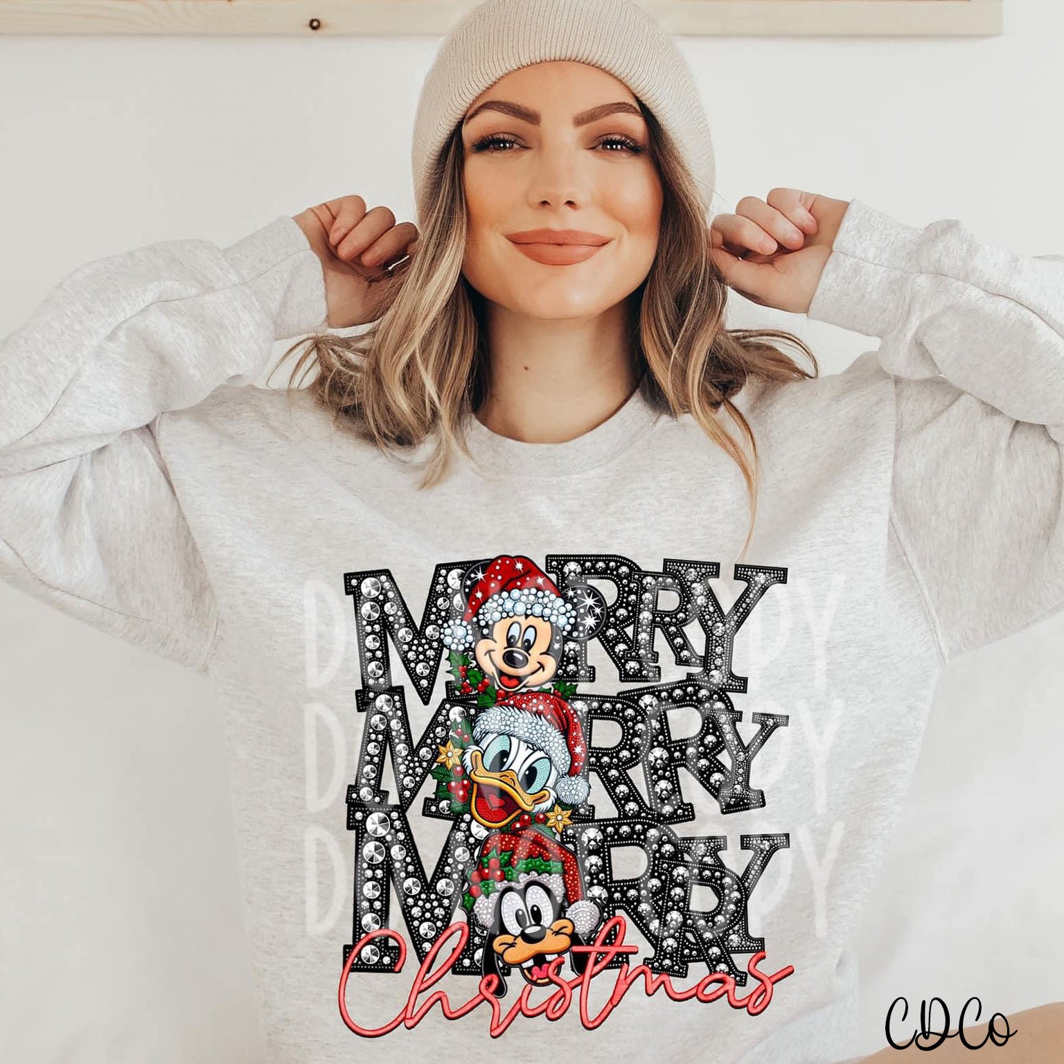 Faux Bling Merry Christmas Stacked Char Trio DTF