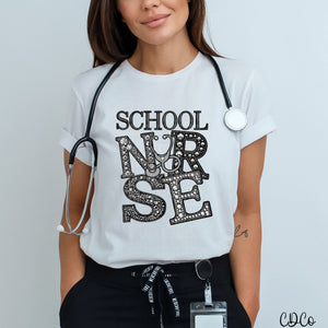 Faux Bling School Nurse DTF