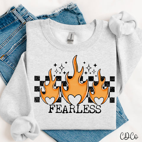 Fearless Checkered Flames Black DTF