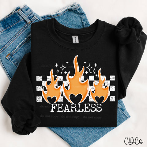 Fearless Checkered Flames White DTF