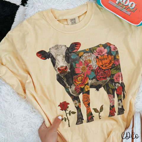 Floral Cow w/Rose 5140 DTF