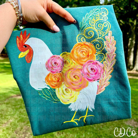 Floral Preppy Chicken 5853 DTF
