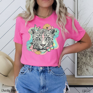 Floral Snow Leopard DTF