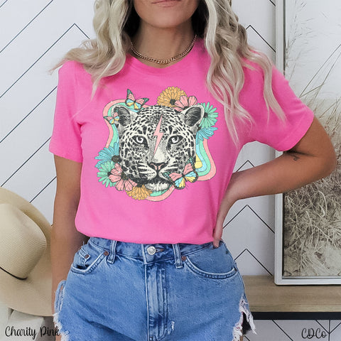 Floral Snow Leopard DTF