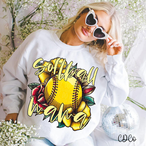 Floral Softball Mama DTF