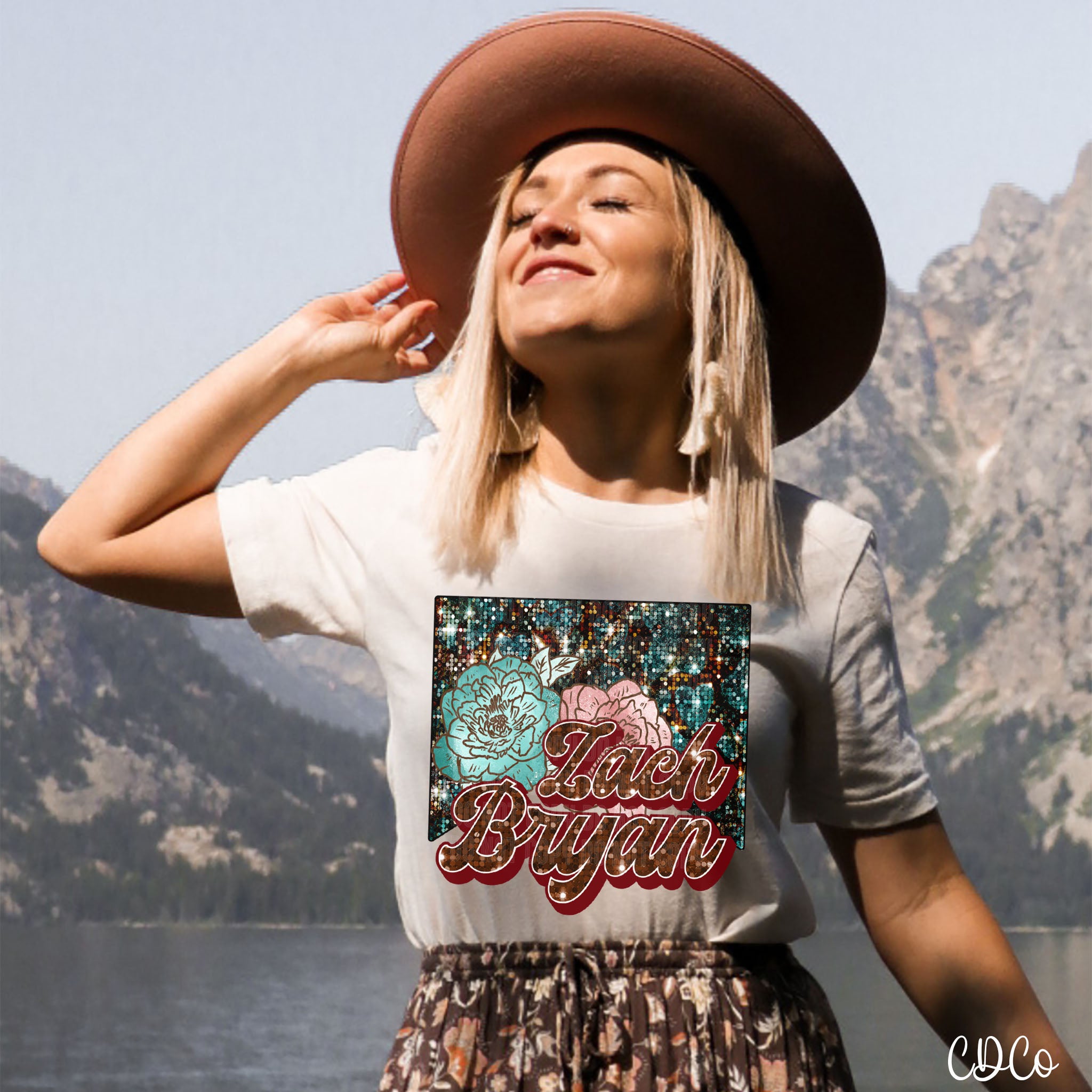 Z Bryan Floral Faux Sequin DTF