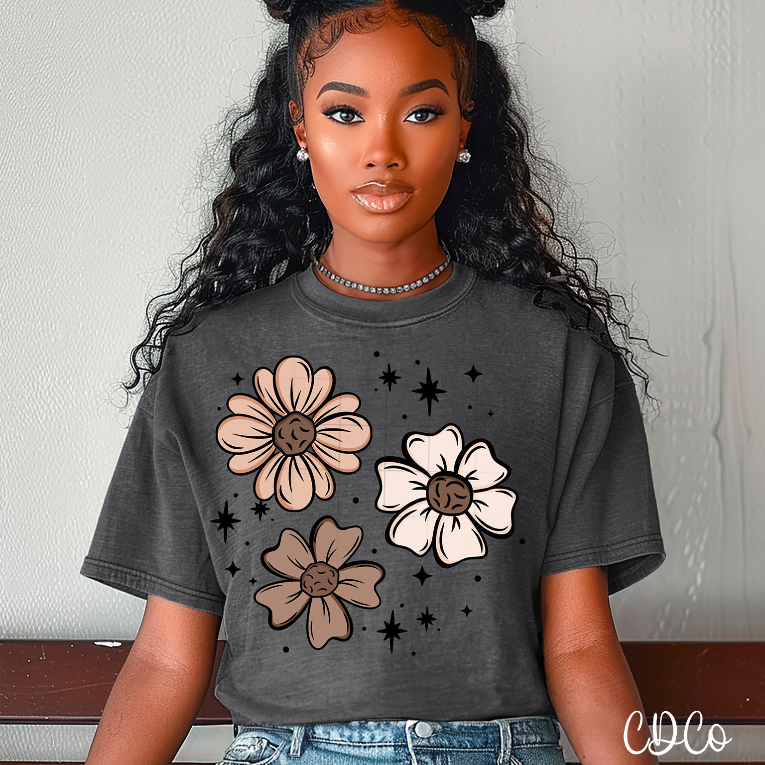 Flowers and Stars Neutral 3463 DTF