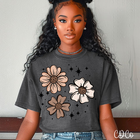 Flowers and Stars Neutral 3463 DTF