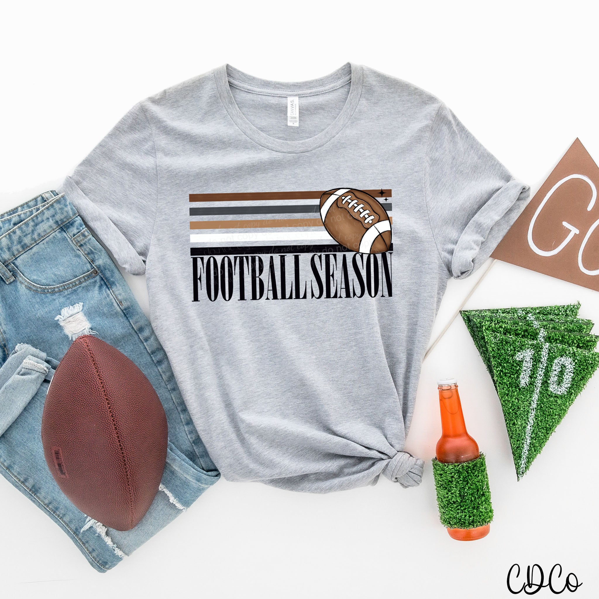 Football Season Retro Stripe Football DTF