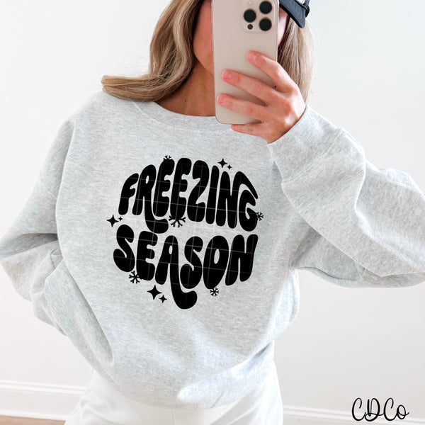 Freezing Season Round Snowflakes DTF