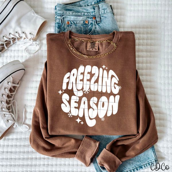 Freezing Season Round Snowflakes DTF