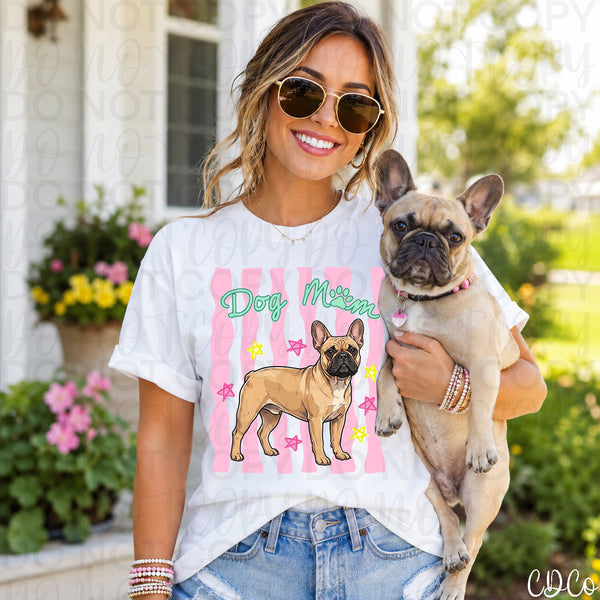 Dog Mom Pink Striped DTF - Chase Design Co.