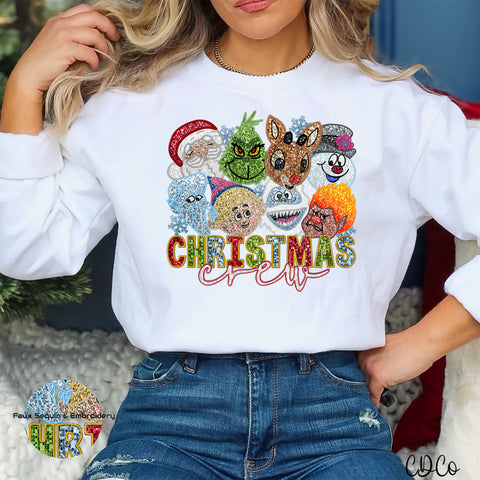 Frosty Christmas Crew Faux Sequin Embroidery DTF