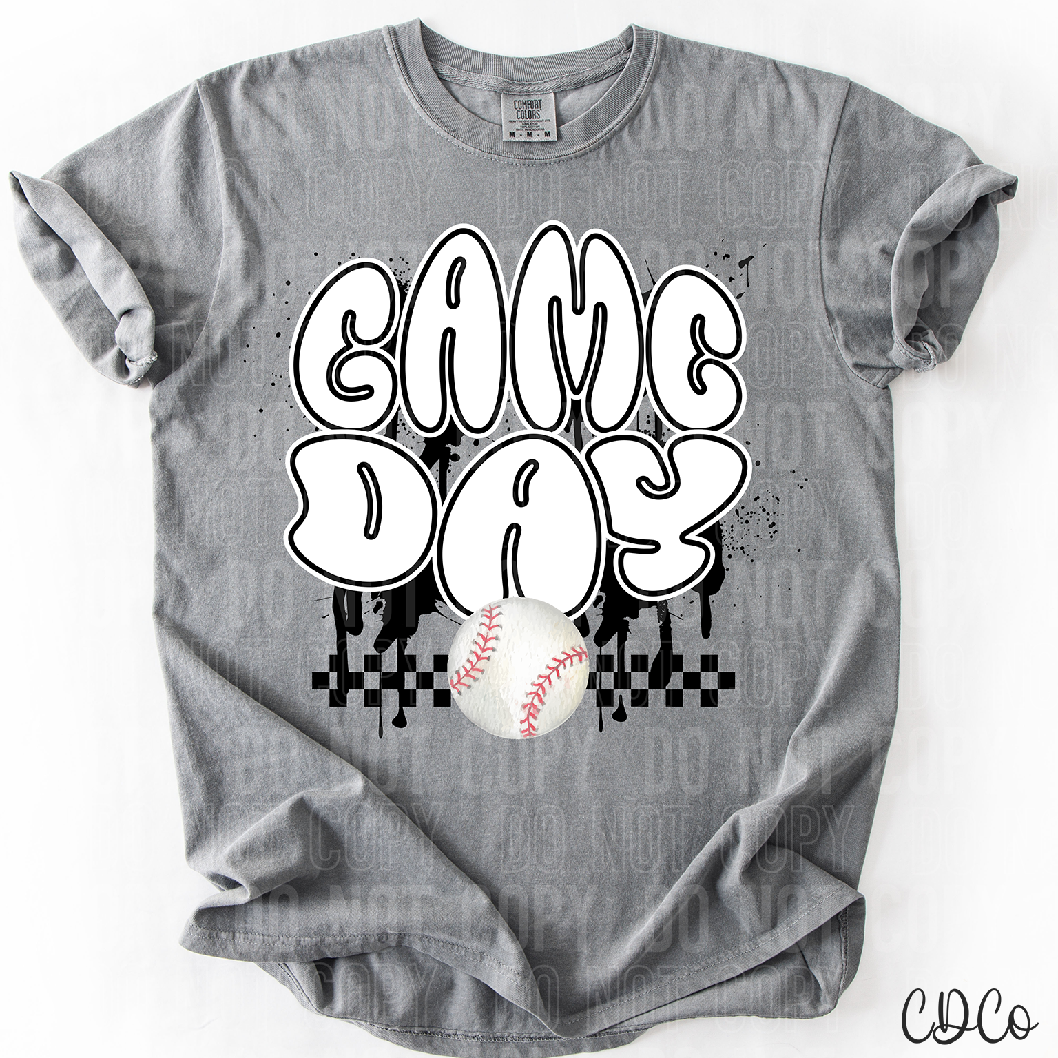 Game Day Baseball Checkered Drip 3745 DTF