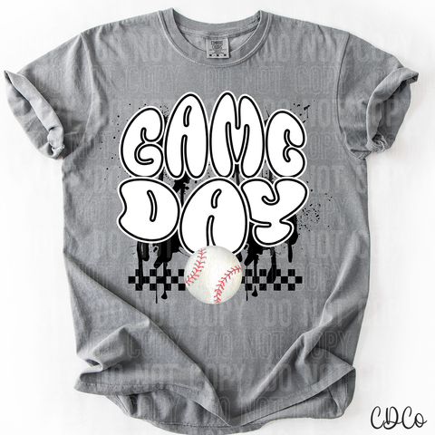 Game Day Baseball Checkered Drip 3745 DTF