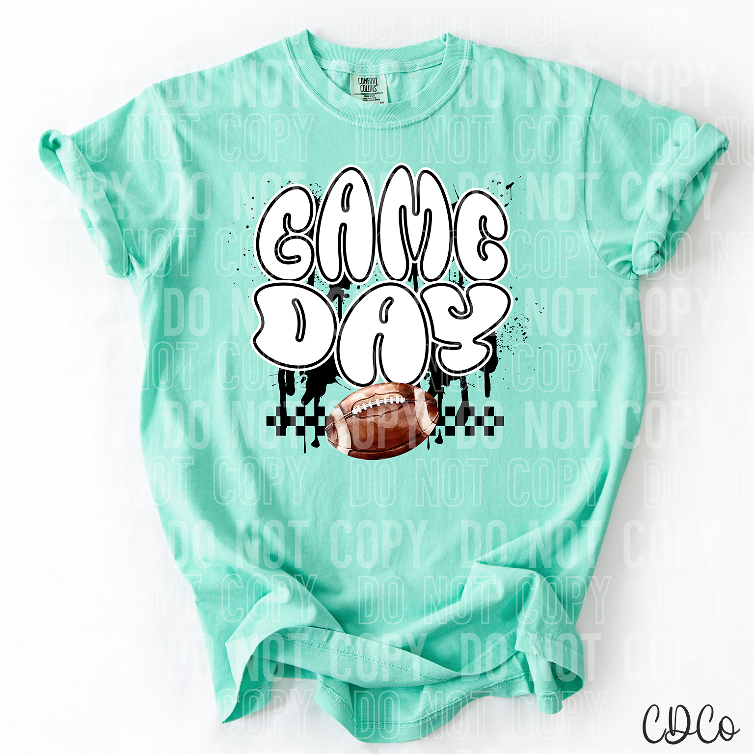Game Day Football Checkered Drip 3744 DTF