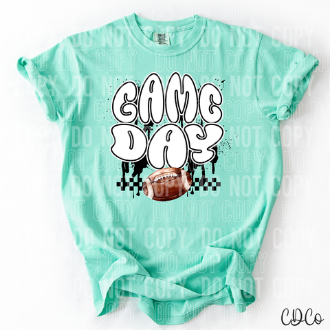 Game Day Football Checkered Drip 3744 DTF