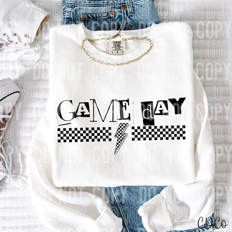 Game Day Checkered Bolt 6075 DTF