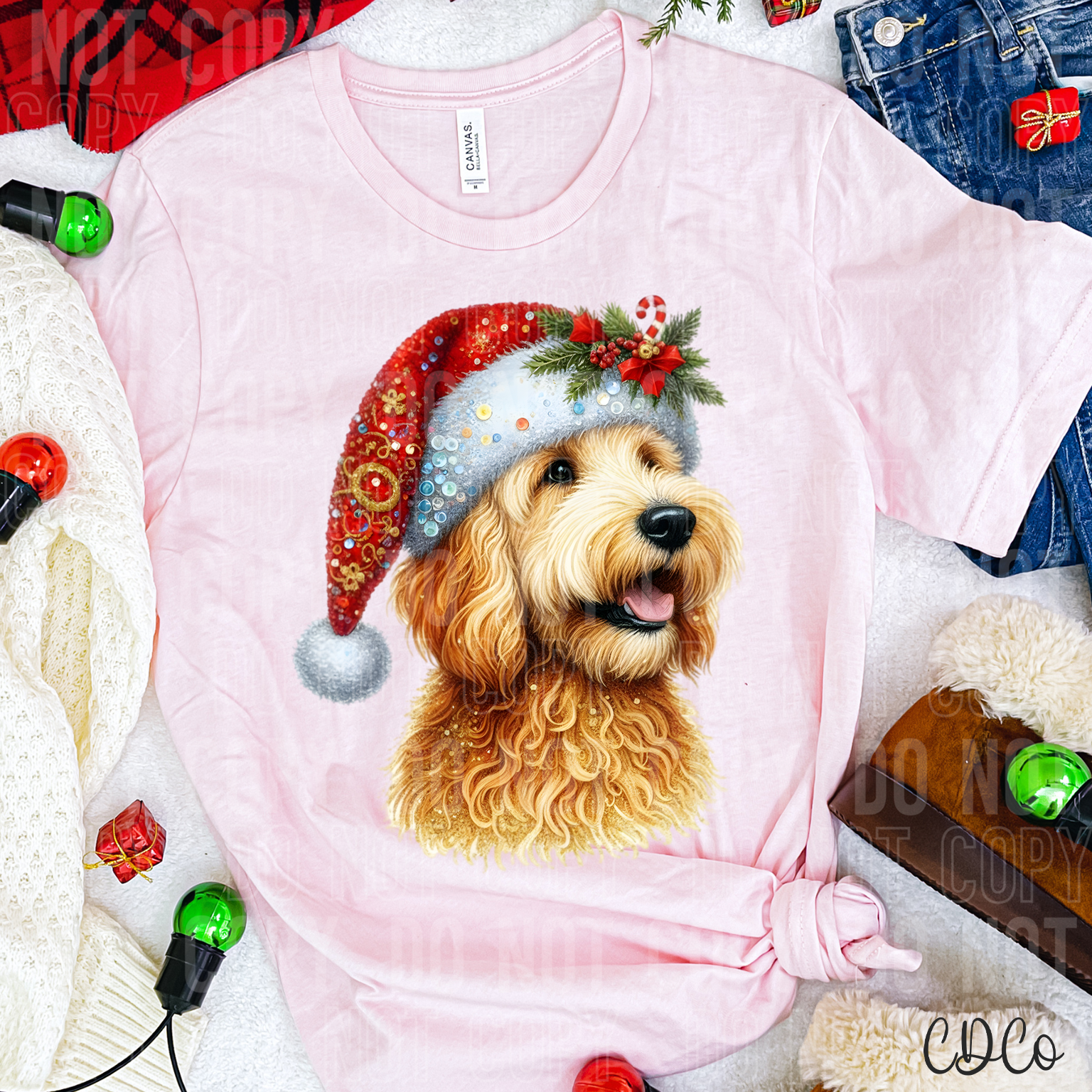 Christmas Golden Doodle DTF