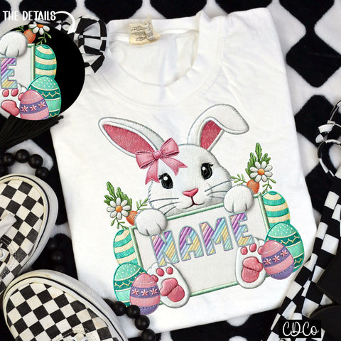 Girl Bunny Faux Personalized 2564 DTF