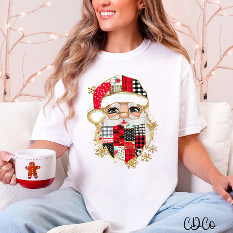 Patchwork Santa Gold Accents 5941 DTF