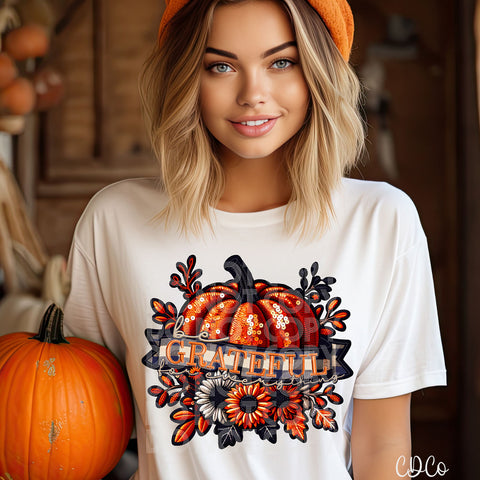 Grateful Pumpkin Faux Accents DTF