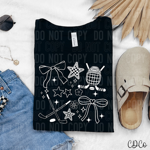 Hockey Doodle White 6100 DTF
