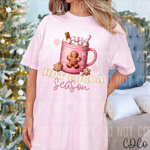 Hot Cocoa Season Pink Mug DTF