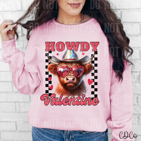 Howdy Valentine Checkered Cow 3326 DTF