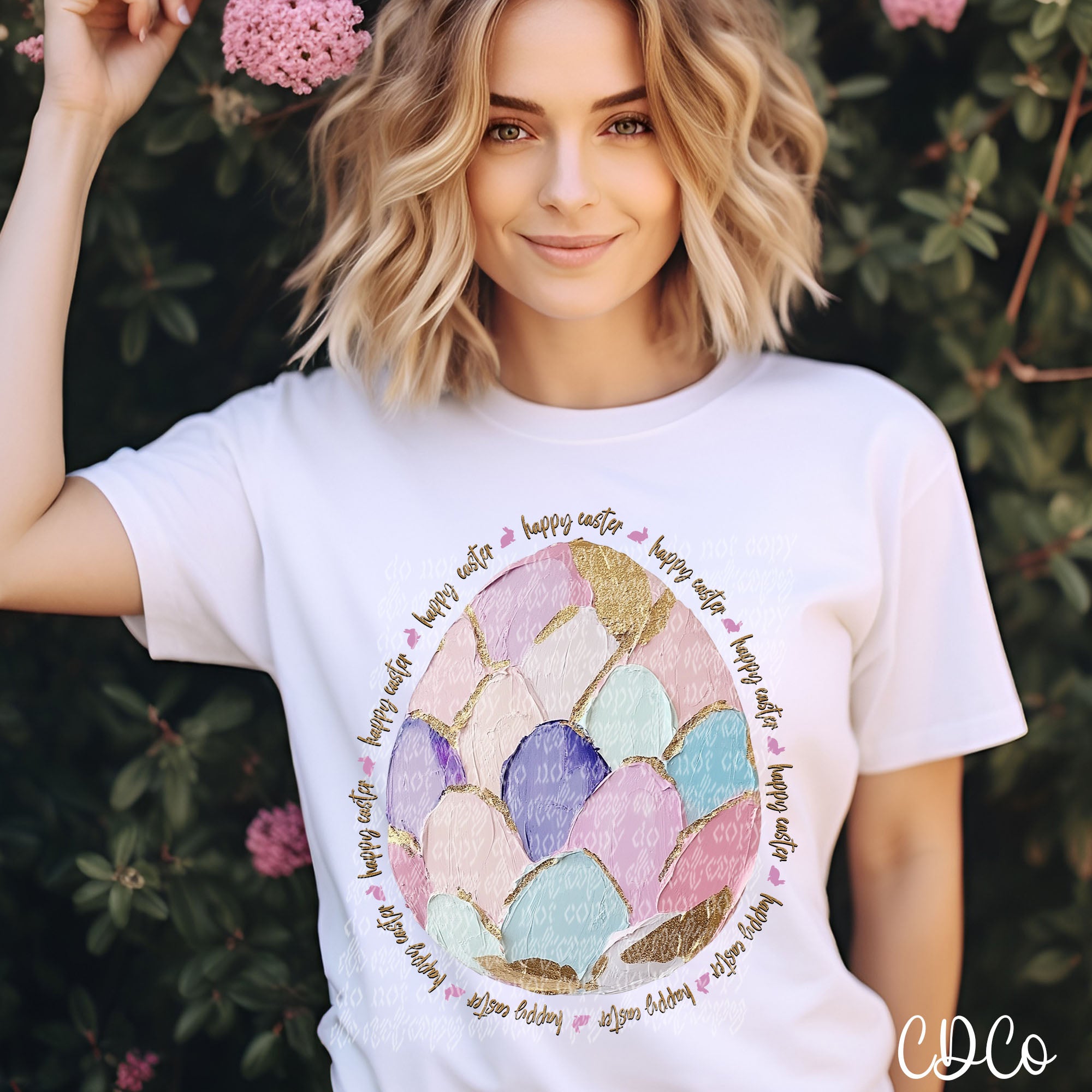 Happy Easter Painted Egg Gold Accents 2911 DTF