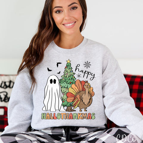 Happy Hallothankmas Ghost Tree Turkey 2121 DTF