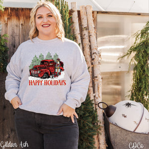 Happy Holidays Red Truck DTF