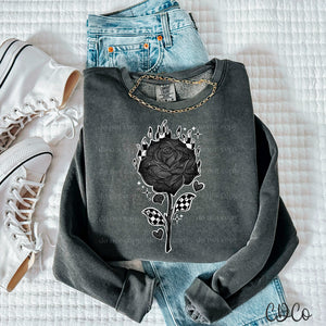 Rose Flame White Outline 3467 DTF