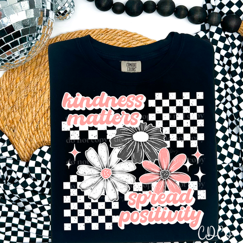 Kindness Matters Spread Positivity White Check 3450 DTF