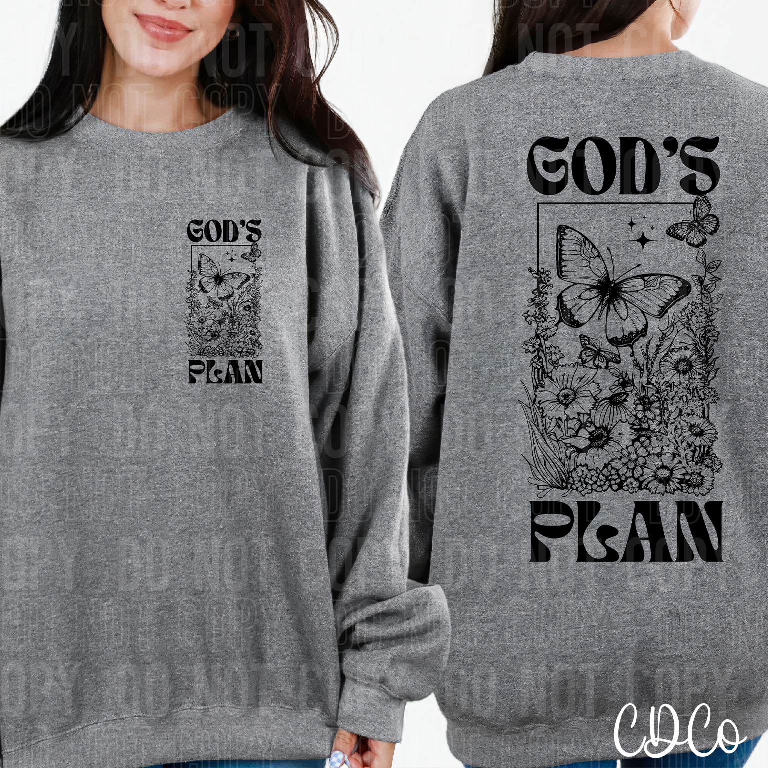 God's Plan Floral Black w/3.5" pocket (floral) 3424 DTF