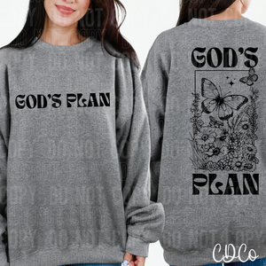 God's Plan Floral Black w/Chest (text) 3432 DTF