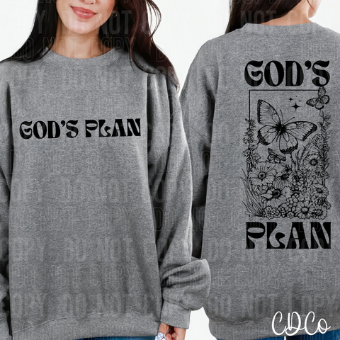 God's Plan Floral Black w/Chest (text) 3432 DTF