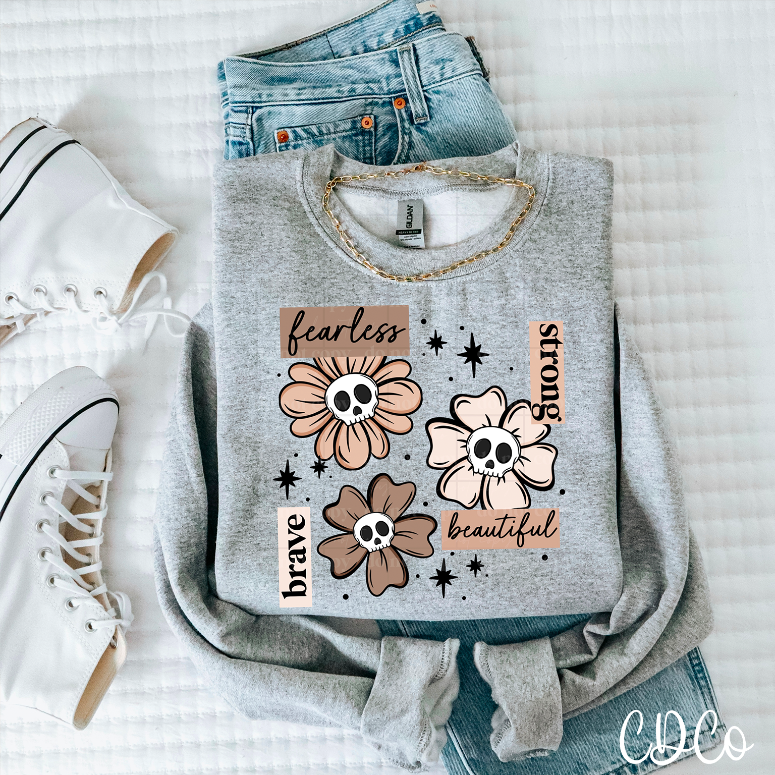 Skellie Fearless Stong Brave Florals 3448 DTF
