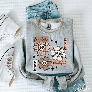 Skellie Fearless Stong Brave Florals 3448 DTF