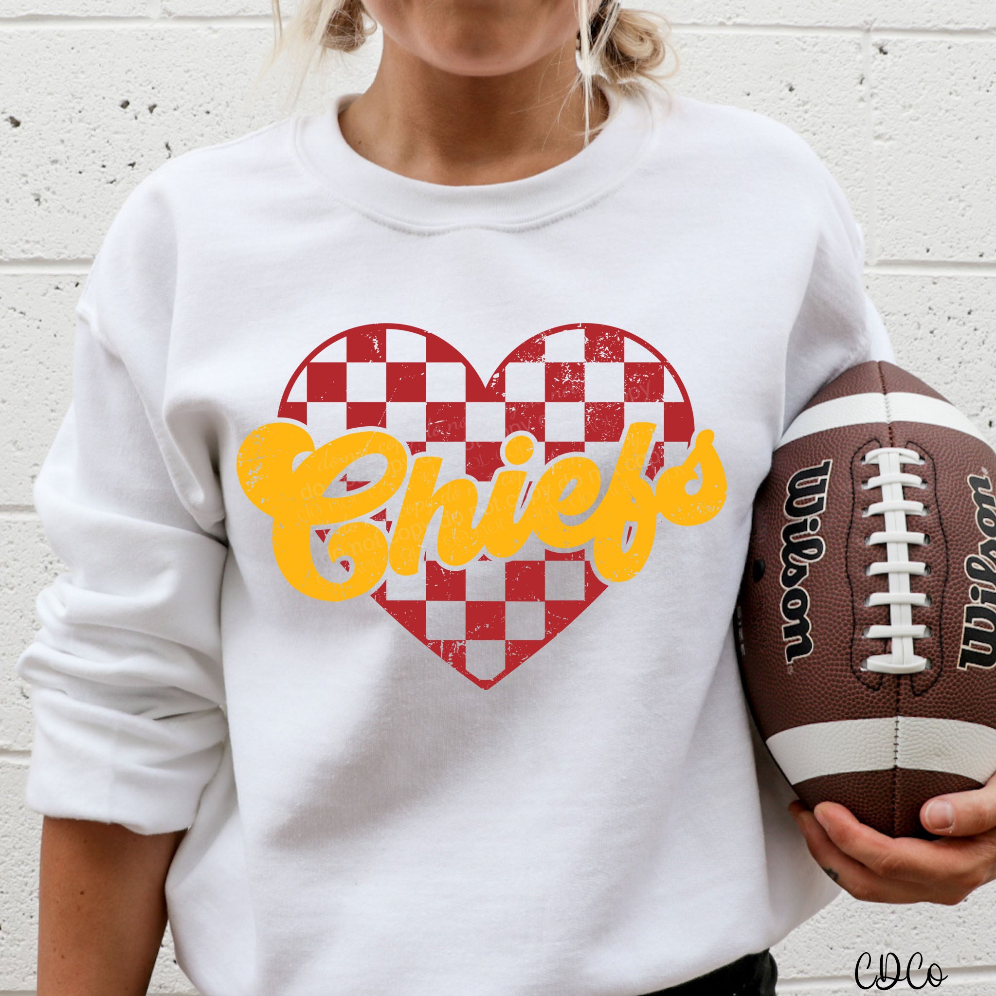 KC Checkered Heart Red Yellow DTF
